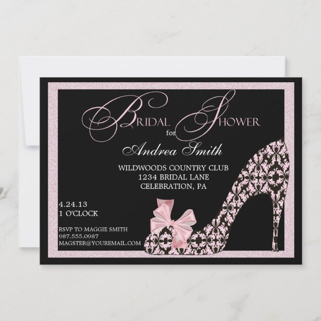 Invitation rose de Fête de la mariée de chaussure (Devant)