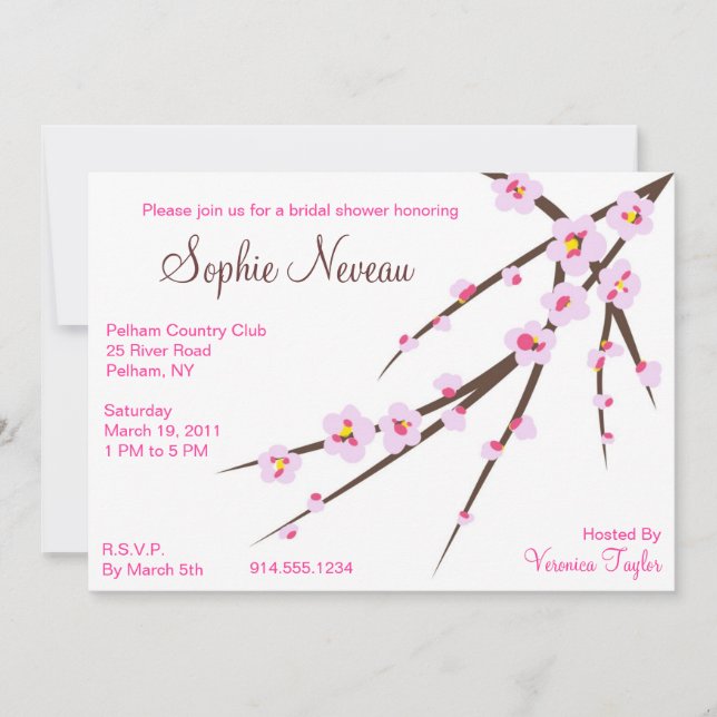 Invitation rose de Fête de la mariée de fleurs de (Devant)