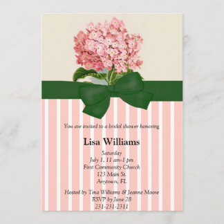 Invitation rose de Fête de la mariée d'hortensia