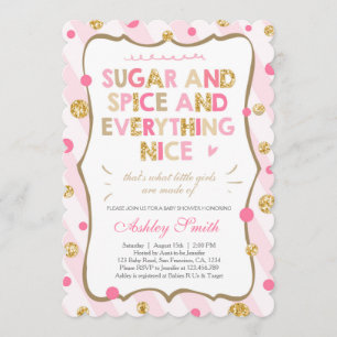 Invitation Rose de fille d'invitation de baby shower de sucre