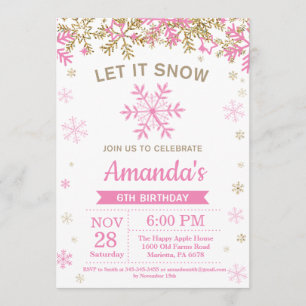 Invitation Rose de flocon de neige d'hiver et anniversaire de