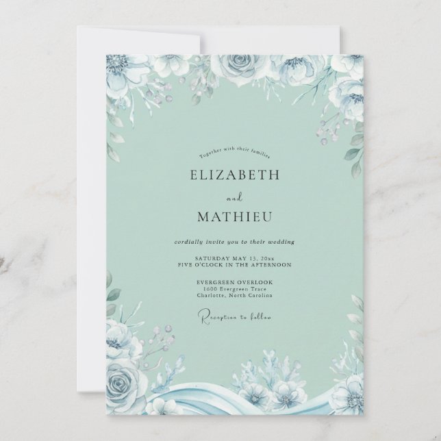 Invitation Rose de glace de mer Wedding (Devant)
