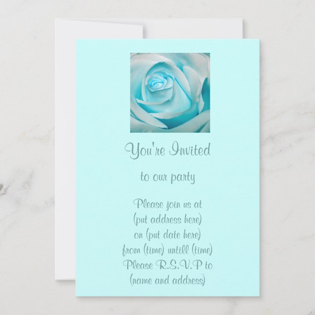 Invitation Rose de glace turquoise (Devant)