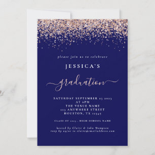 Invitation rose de graduation 2024 Parties scintillant d'or M