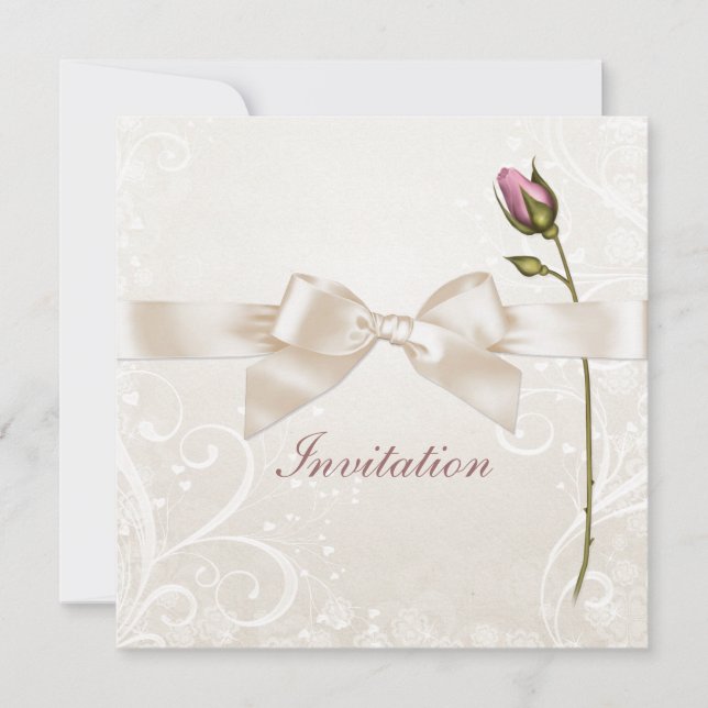 Invitation Rose de Heart Flourish (Devant)