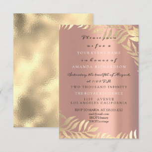Invitation Rose de jungle en or rose élégante pour mariage et