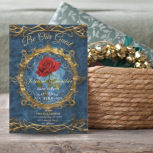 Invitation Rose de la Belle et la Bête personnalisable photo