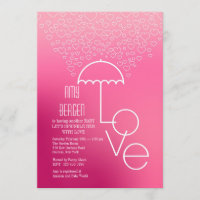 Invitation rose de la douche d'amour
