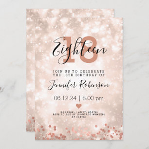 Invitation Rose de la fête d'anniversaire moderne Gold Sparkl