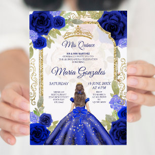 Invitation Rose de la marine Mexicaine Charra Quinceanera