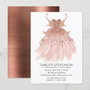 Invitation Rose de l'aile fée Gold Gown   Coral de terre cuit