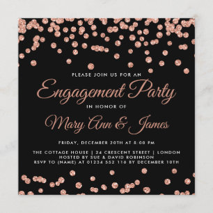 Invitation Rose de l'engagement Parties scintillant d'or Conf