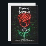 Invitation Rose de lierre à lumière néon rouge 16ème Sweet 16<br><div class="desc">Personnalisez comme vous le souhaitez.</div>
