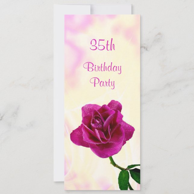 Invitation Rose de Lilas Unique 35e Anniversaire (Devant)