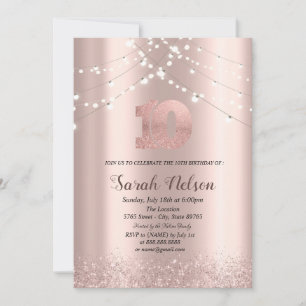 Invitation Rose de luxe Parties scintillant or String Lights
