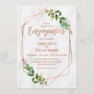 Invitation Rose  de marbre Gold Calligraphie Fiançailles