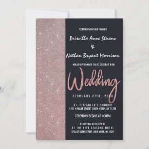 Invitation Rose de marine Parties scintillant or couleur bloc