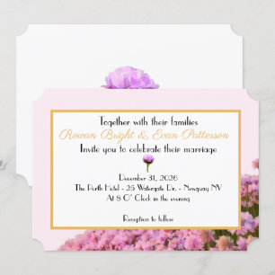 Invitation Rose de mer et fleurs dorées