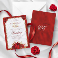 Rose de monogramme Elégant or rouge Mariage formel