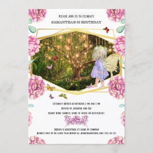 Invitation Rose de papillon féerique enchanté de jardin de lu