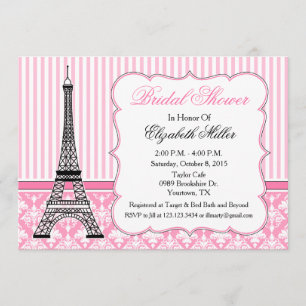 Invitation Rose de partie de thème de Tour Eiffel de Paris