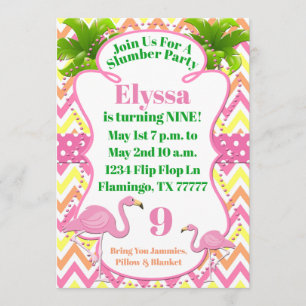 Invitation rose de partie ou de soirée pyjamas de