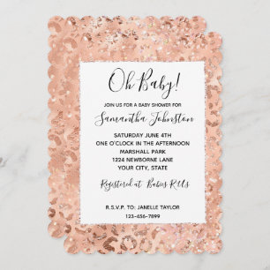 Invitation Rose de pêche Leopard Glitz