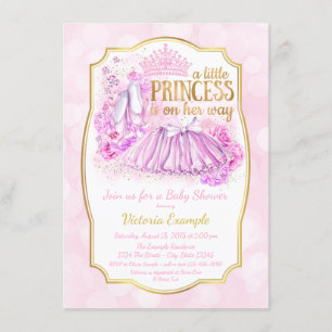 Invitation rose de princesse baby shower de