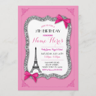 Invitation rose de Tour Eiffel de la fille