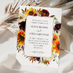 Invitation Rose de tournesol rustique Bourgogne Mariage de au<br><div class="desc">Rose de tournesol rustique moderne Peony Bourgogne Rouge violet Floral Aquarelle automne Mariage campagnard Invitation</div>