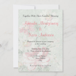 Invitation Rose défraîchi Vintage Design Mariage classique