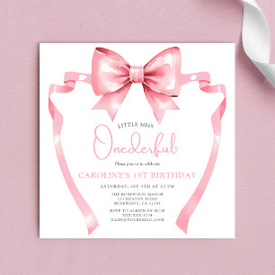 Invitation Rose délicate Little Miss Onederful Premier Annive
