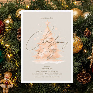 Invitation Rose d'entreprise Gold Christmas Tree Fête de Noël