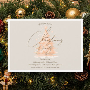 Invitation Rose d'entreprise Gold Christmas Tree Fête de Noël
