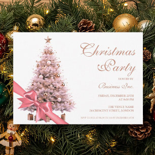 Invitation Rose d'entreprise Gold Noël Arbre Bow Holiday