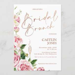 Invitation Rose des pivoines d'or Brunch Shoch