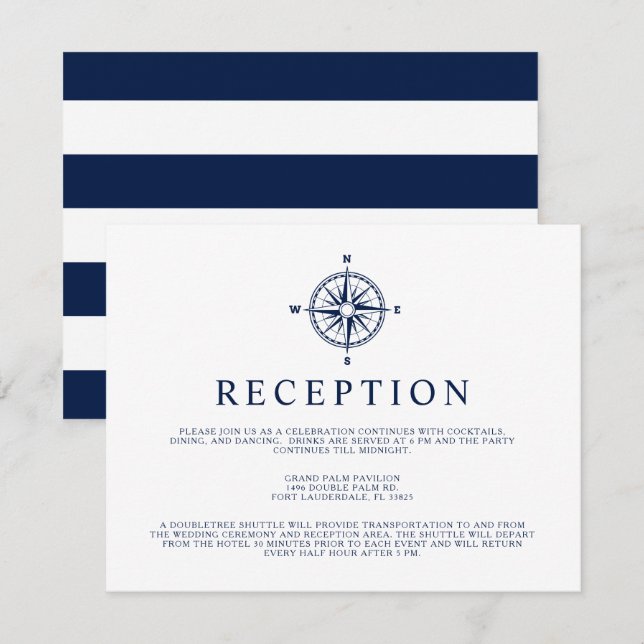 Invitation Rose des vents de la boussole nautique | Invitatio (Devant / Derrière)