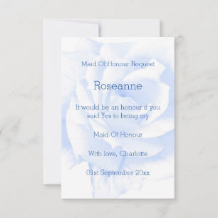 Invitation Rose Design Bleu Couleur Maid Of Honor Demande