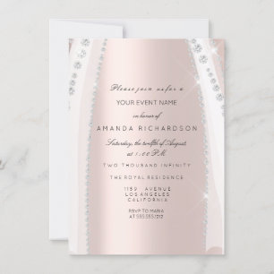 Invitation Rose d'étincelle de robe blanche nuptiale diamant