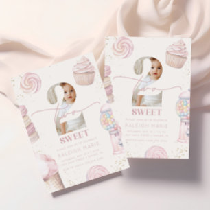 Invitation Rose deux bonbons doux crème glacée pour filles 2e