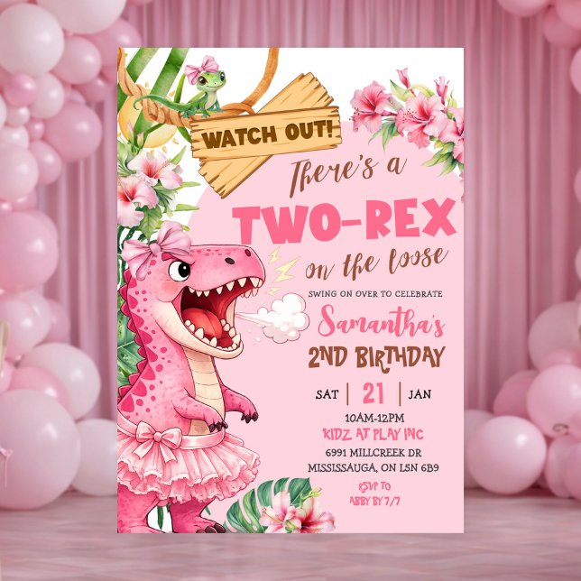 Invitation Rose Deux Rex En Liberté Troisième Anniversaire (Créateur téléchargé)