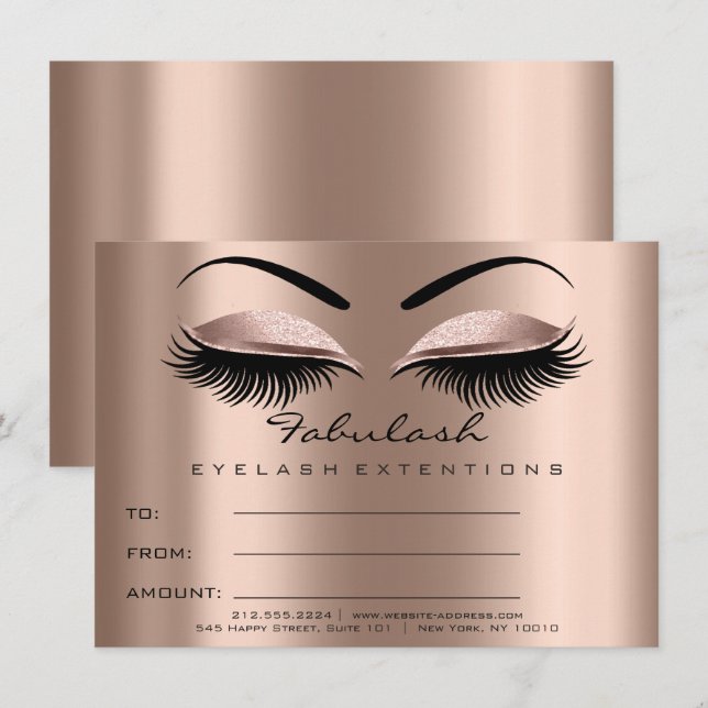 Invitation Rose d'extension Lux certificat maquillage cadeau (Devant / Derrière)