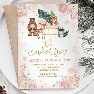 Invitation Rose d'hiver Pink Snowflakes Anniversaire Noël