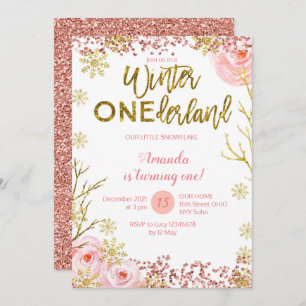 Invitation Rose d'invitation d'anniversaire d'ONEderland