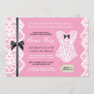 Invitation Rose d'invitation de douche de lingerie et partie
