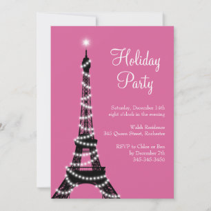 Invitation Rose d'invitation de Tour Eiffel de vacances