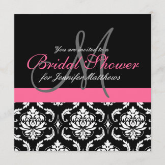 Invitation Rose d'invitations de damassé de monogramme de