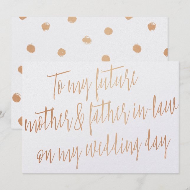 Invitation Rose d'or "À mes futurs beaux-parents" (Devant / Derrière)