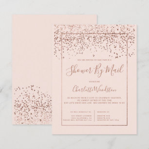 Invitation Rose d'or confetti blush nuptiale douche par la po