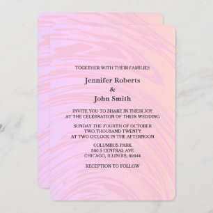 Invitation Rose d'or d'Art Boho rose Abstrait Waves Mariage